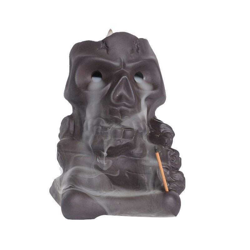 Halloween Skull Backflow Incense Burner Stick Holder