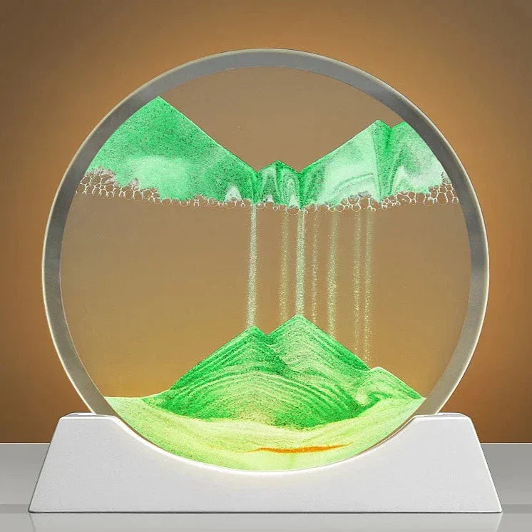 3 Color USB Moving Sand Art LED Round Table Lamp