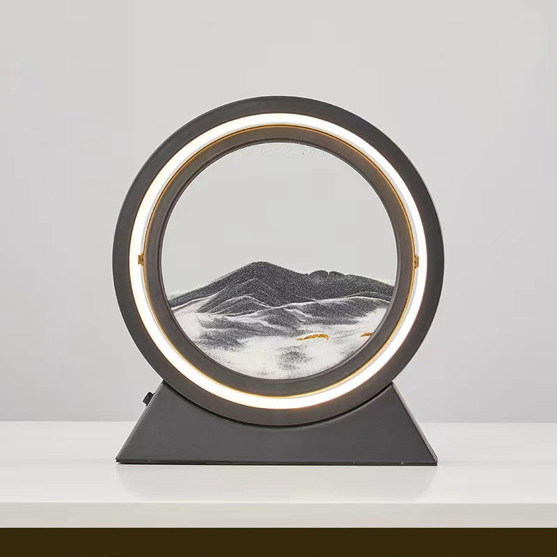 3D LED Light Round Quicksand Sand Art Table Lamp