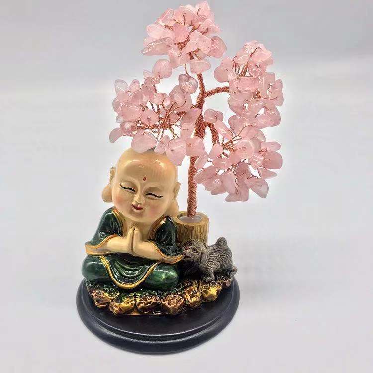 Laughing Buddha With Crystal Tree