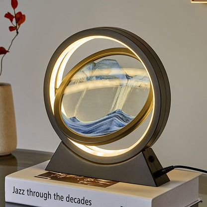 3D LED Light Round Quicksand Sand Art Table Lamp