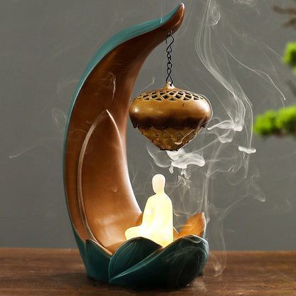 Zen Hanging Lotus Backflow Incense Burner LED Lamp