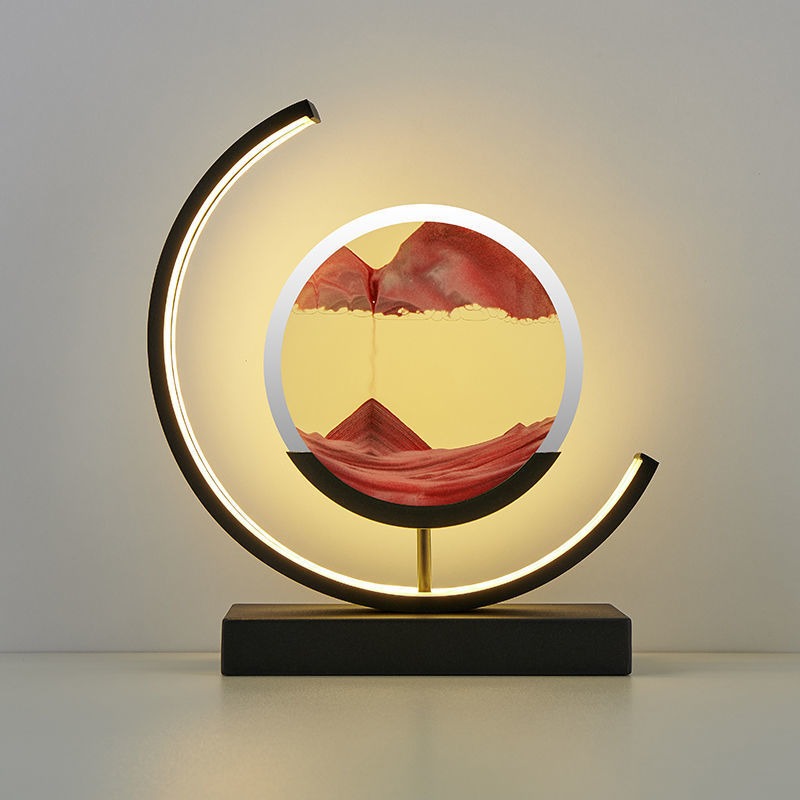 Moving Sand Moon Art Table Lamp USB LED Hourglass Night Light