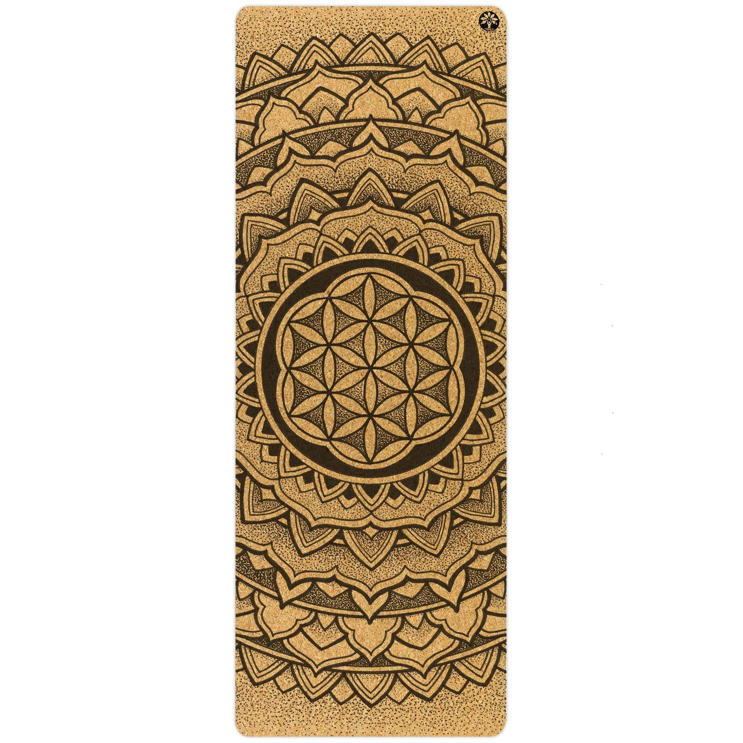 Yoga mat with intricate geometric pattern on a white background