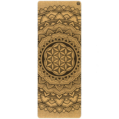 Yoga mat with intricate geometric pattern on a white background
