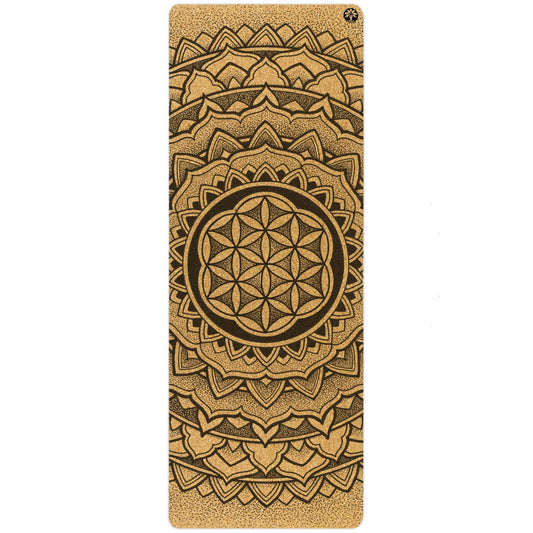 Yoga mat with intricate geometric pattern on a white background