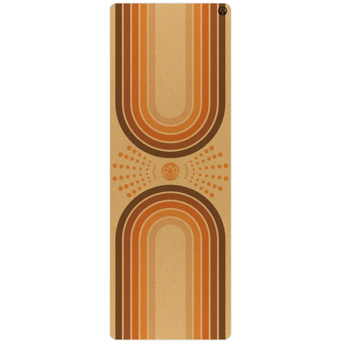Yoga mat with retro design on a white background