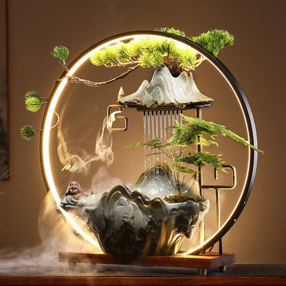 Zen Zen Swan Flowing Water Fountain Backflow Incense Burner