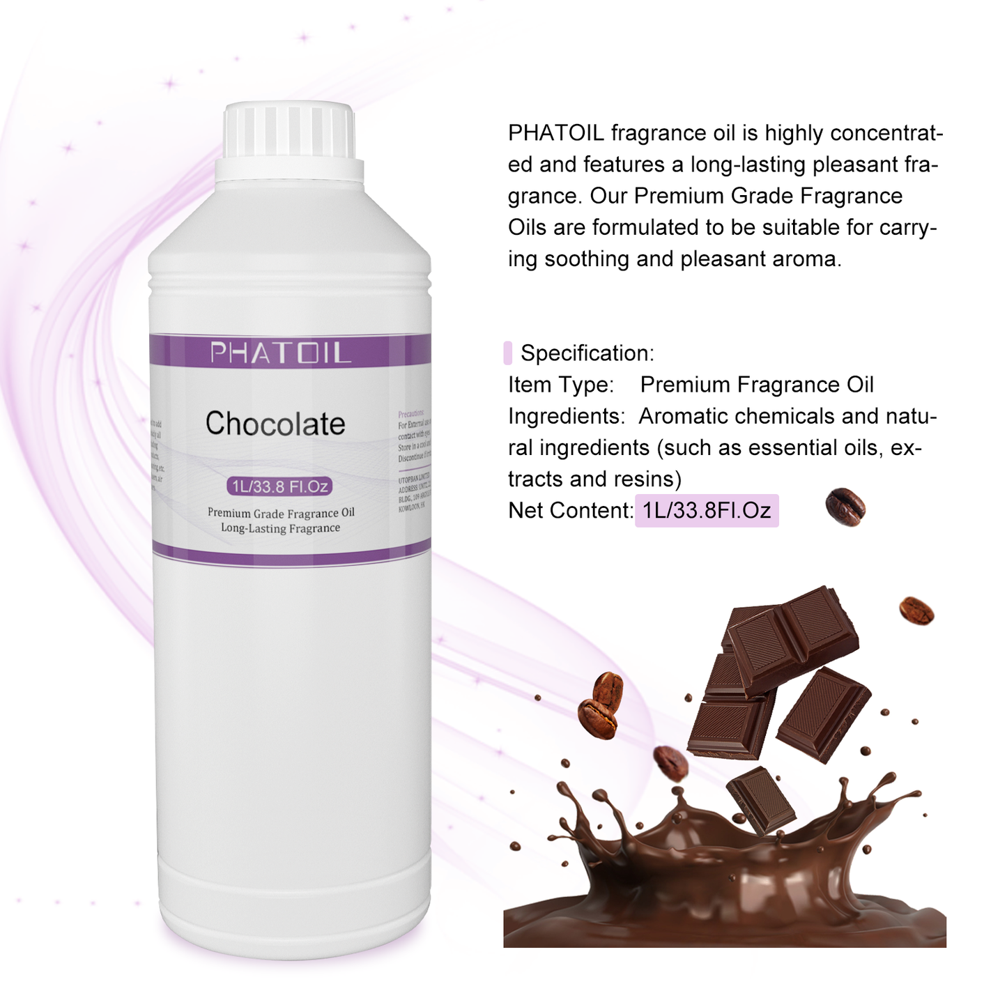 Phatoil 1000ml Perfume Oils for Fragrance With Droppers And Roll-On Bottles