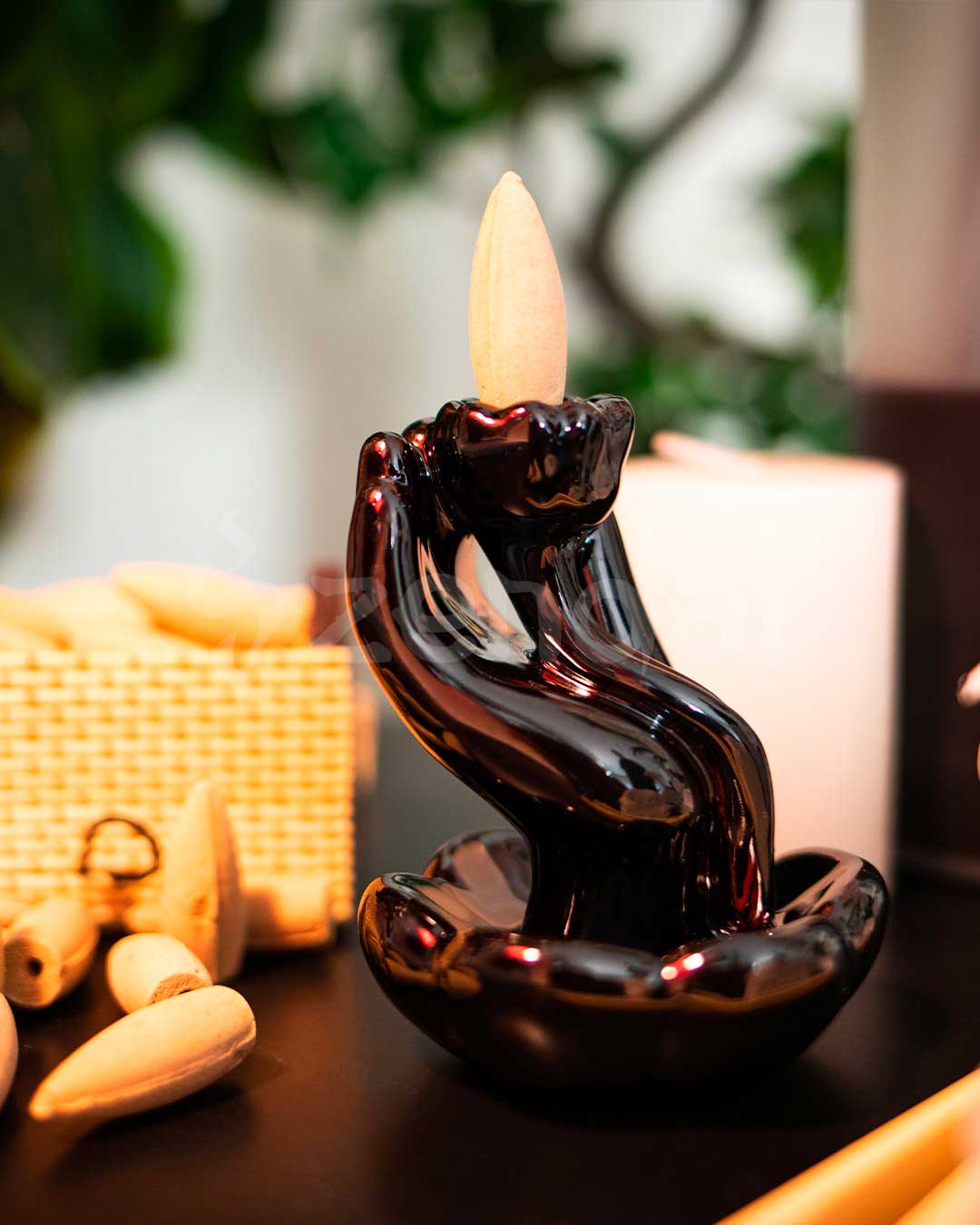 Hand & Lotus Backflow Incense Burner