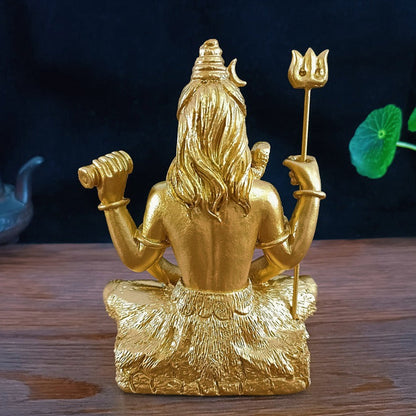 Handcrafted Shiva God Figurine Sculpture Holding Trishula and Damaru