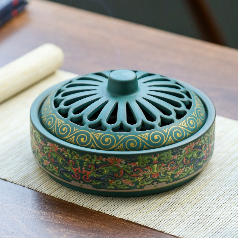 Enamel Ceramic Incense Coil Burner Ornament