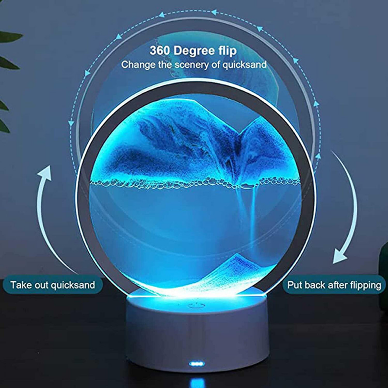 Quicksand Night Light 3D USB Table Sand Art Lamp with Touch Switch 7 Colors