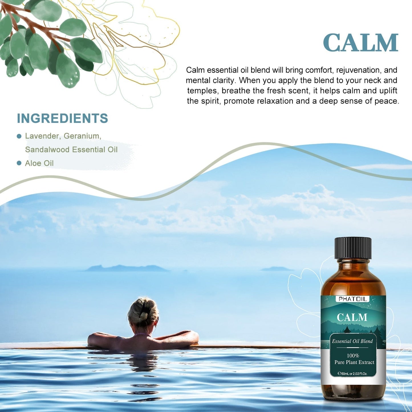 Phatoil 60ml Compound Essential Oil Pure Plant Extract With Dropper