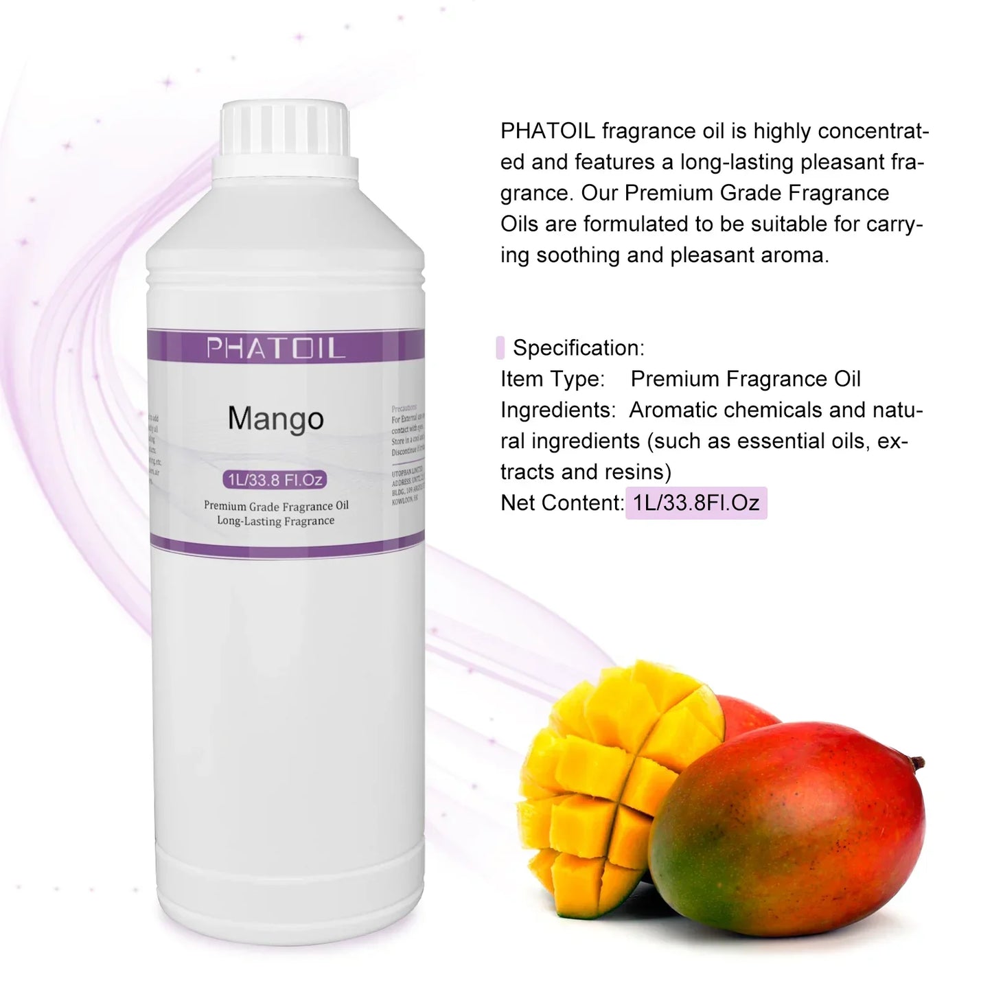 Phatoil 1000ml Fruit Fragrance Oil Perfume for Aroma Diffuser With Droppers And Roll-On Bottles