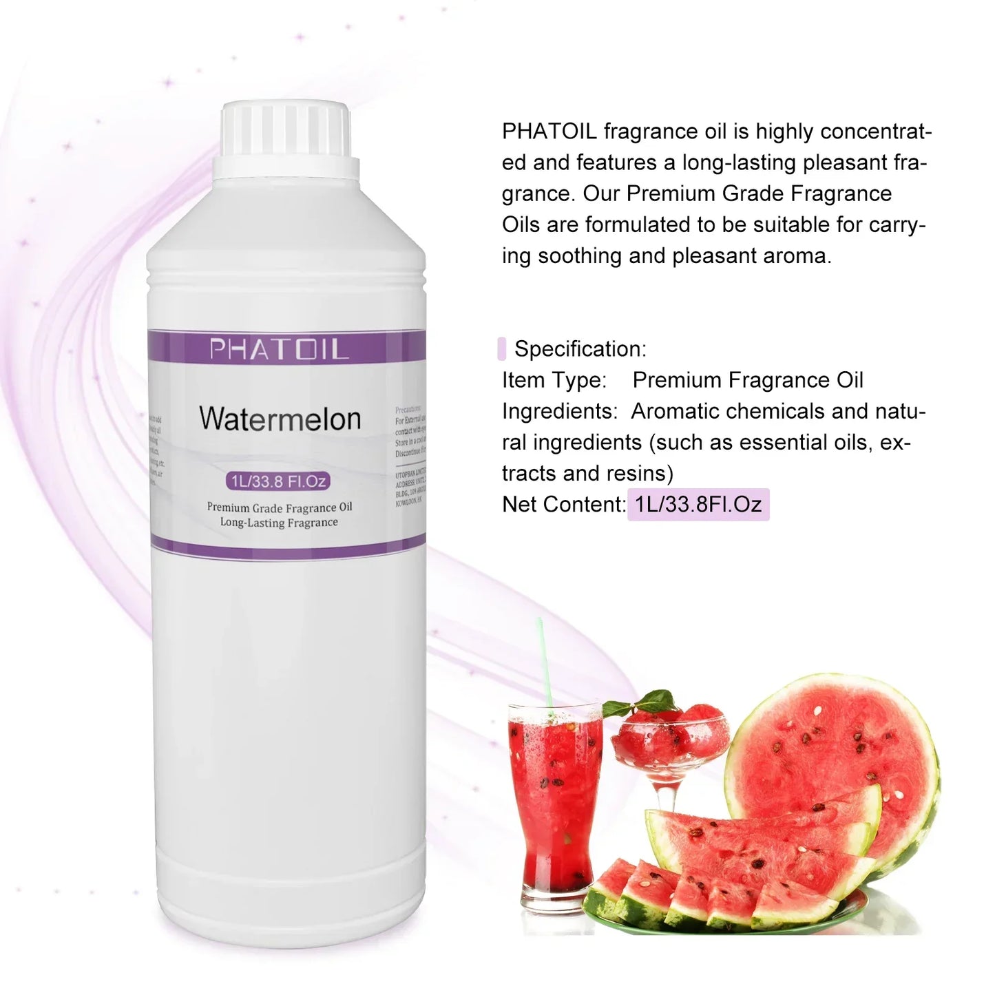 Phatoil 1000ml Fruit Fragrance Oil Perfume for Aroma Diffuser With Droppers And Roll-On Bottles