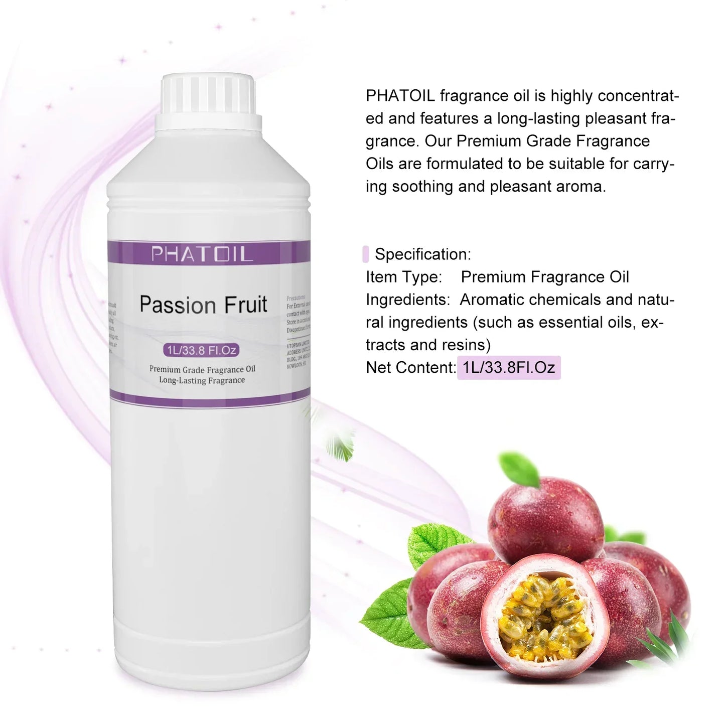 Phatoil 1000ml Fruit Fragrance Oil Perfume for Aroma Diffuser With Droppers And Roll-On Bottles