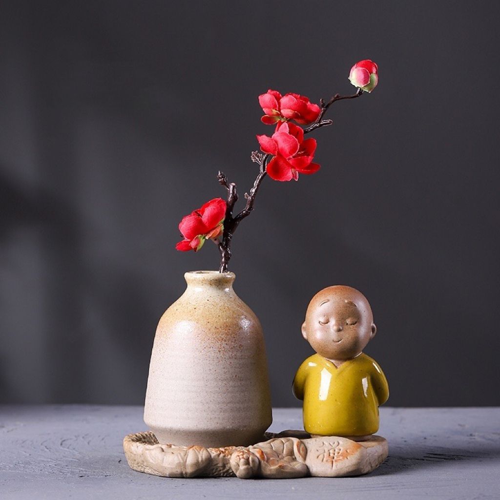 Little Monk with Zen Flowers