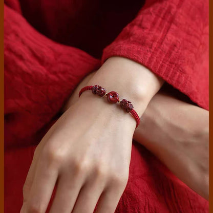 Lucky Feng Shui Pixiu Cinnabar Bracelet