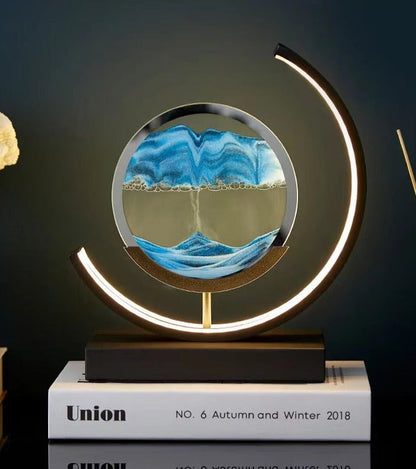 Moving Sand Moon Art Table Lamp USB LED Hourglass Night Light