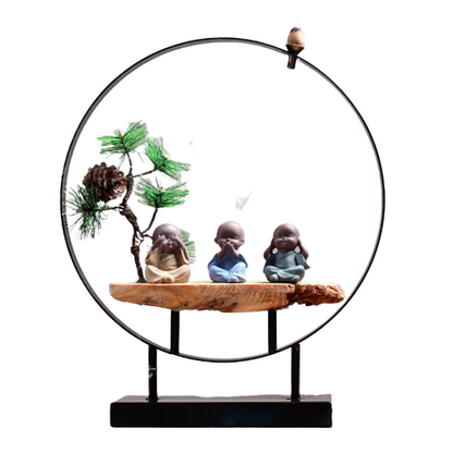 Sitting Monks Big Backflow Incense Burner