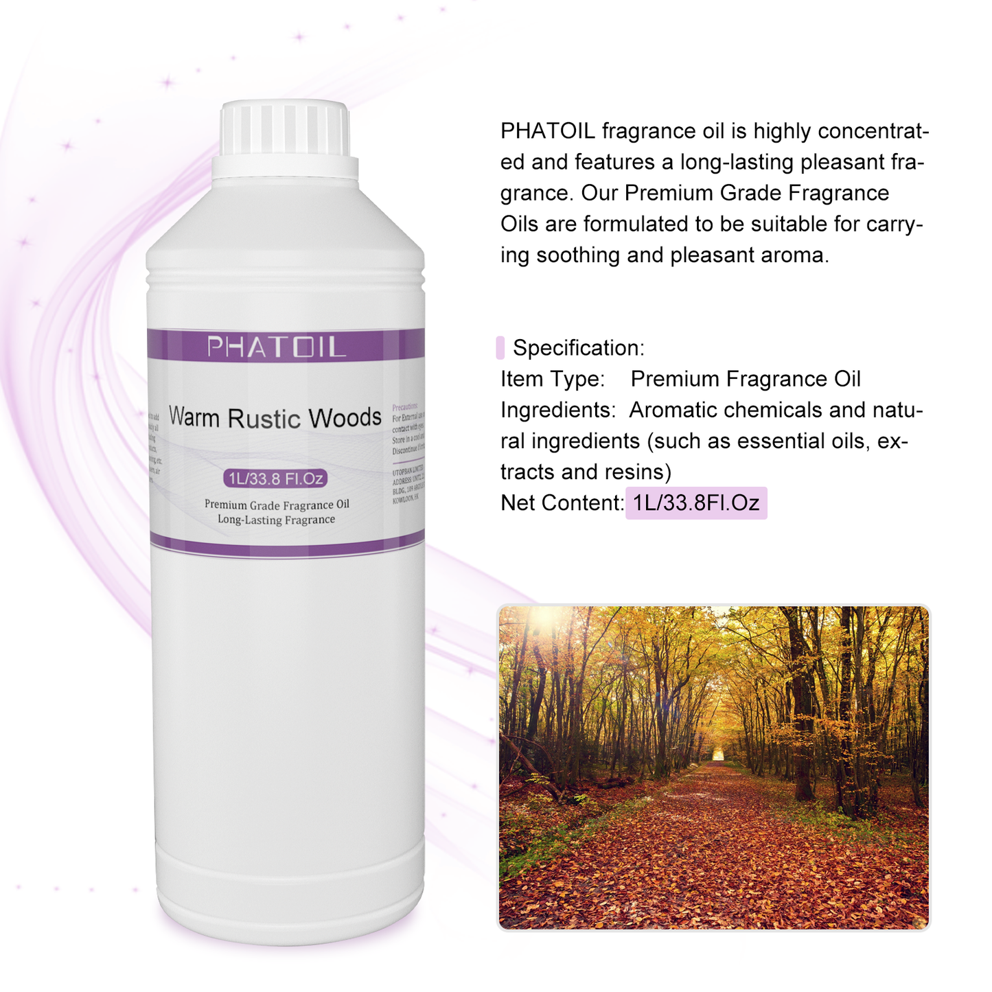 Phatoil 1000ml Perfume Oils for Fragrance With Droppers And Roll-On Bottles