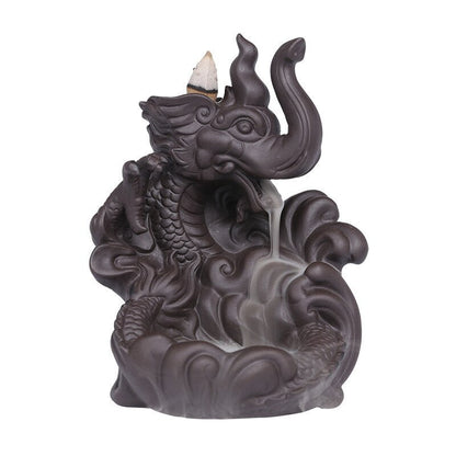3D Relief Dragonphant Backflow Incense Burner