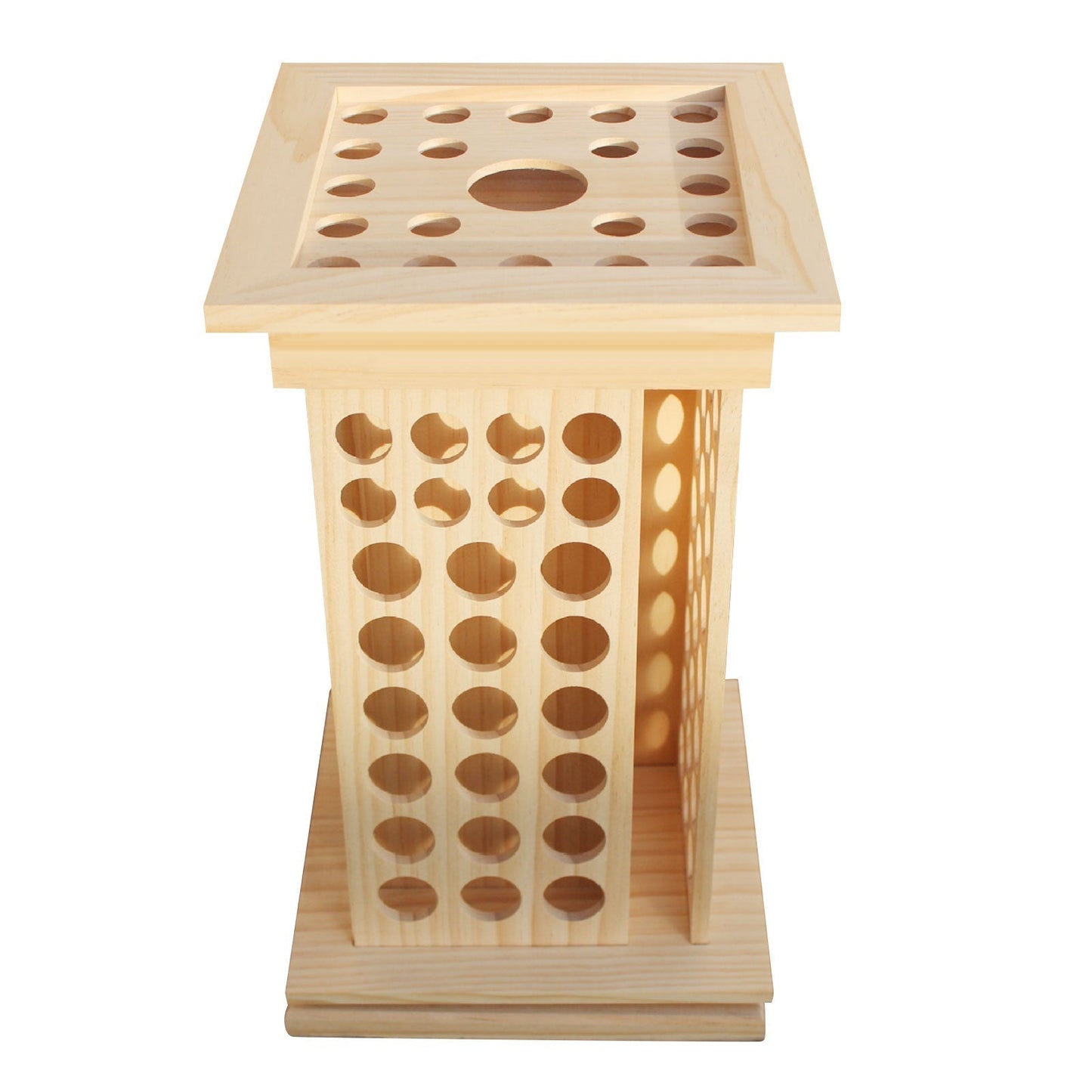 125 Hole Rotatable Essential Oil Bottle Holder Wooden Display Stand Storage