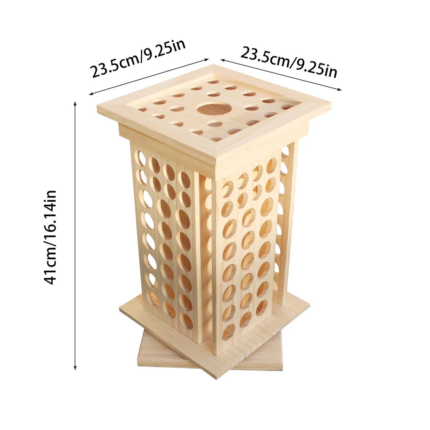 125 Hole Rotatable Essential Oil Bottle Holder Wooden Display Stand Storage