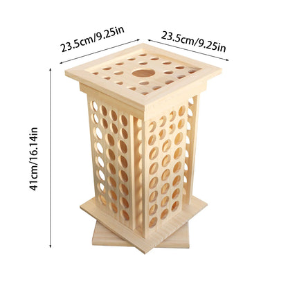 125 Hole Rotatable Essential Oil Bottle Holder Wooden Display Stand Storage