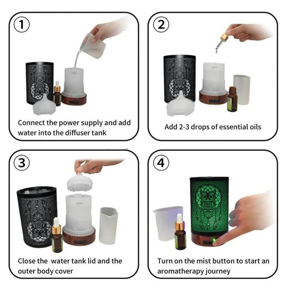 Vintage Metal Ultrasonic 100ml Essential Oil Aroma Diffuser