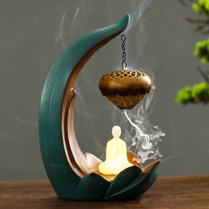 Zen Hanging Lotus Backflow Incense Burner LED Lamp