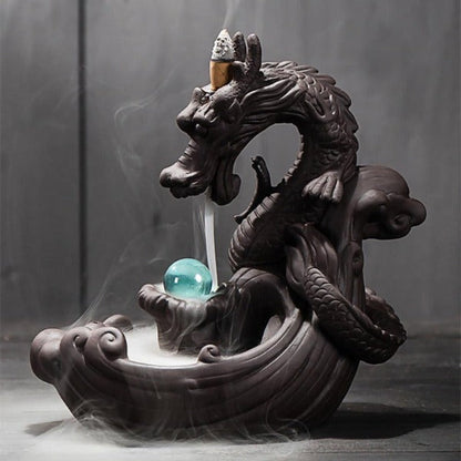 Pearl Guarding Dragon Backflow Incense Burner