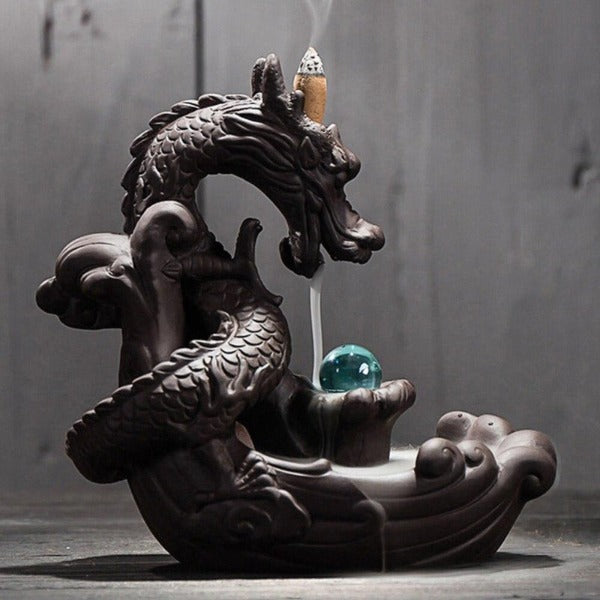 Pearl Guarding Dragon Backflow Incense Burner