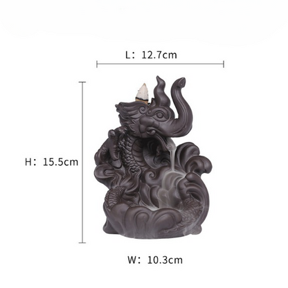 3D Relief Dragonphant Backflow Incense Burner