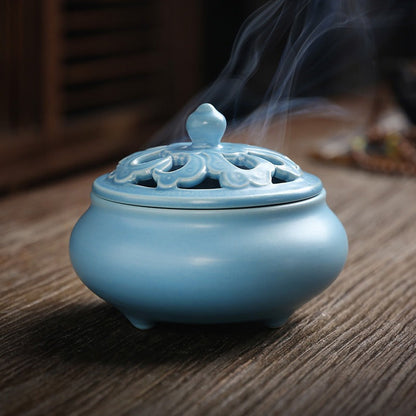 7-Color Retro Ceramic Incense Coil Burner Decoration