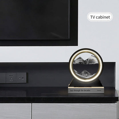 3D LED Light Round Quicksand Sand Art Table Lamp