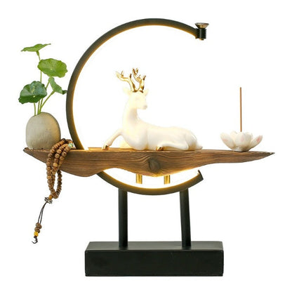 Lucky Deer LED Waterfall Backflow Incense Burner With Lotus