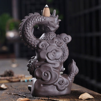 Head Of Buddha Backflow Incense Burner With Dragon