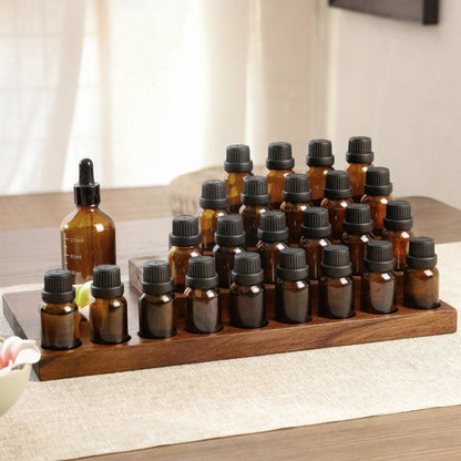 Vintage 25 Slot Wooden Essential Oil Bottles Storage Holder Display Rack