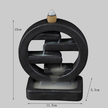 Tata Round Backflow Incense Burner Waterfall