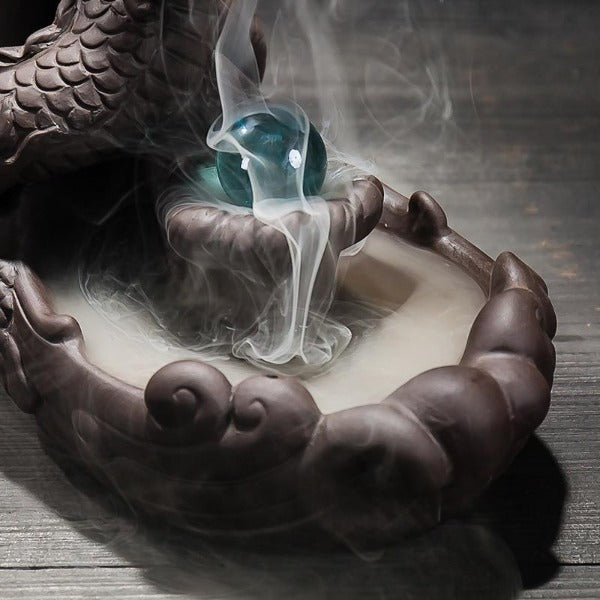 Pearl Guarding Dragon Backflow Incense Burner