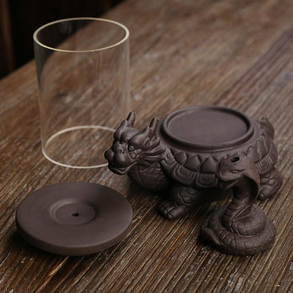 Turtle Windproof Backflow Incense Burner With Snake Inside