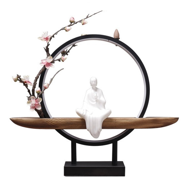 Lotus Tree Backflow LED Incense Burner With Monk