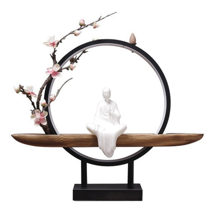 Lotus Tree Backflow LED Incense Burner With Monk