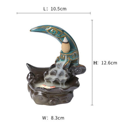 Moon Backflow Incense Burner With Waterfall
