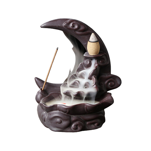 Moon Backflow Incense Burner With Waterfall