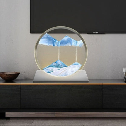 3 Color USB Moving Sand Art LED Round Table Lamp