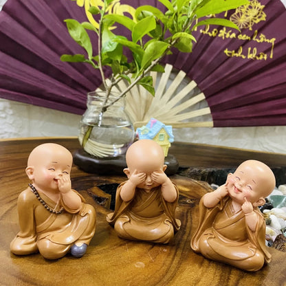 Set 3 Little Monk Buddha Spirits for Lucky