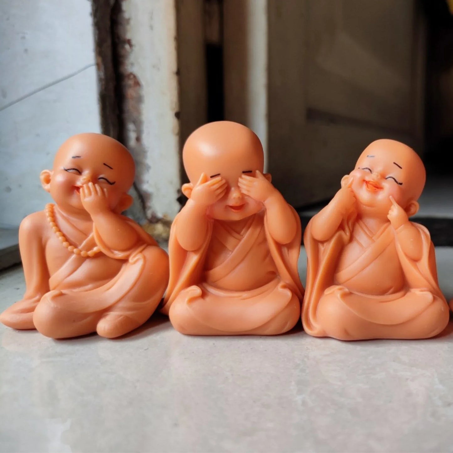 Set 3 Little Monk Buddha Spirits for Lucky